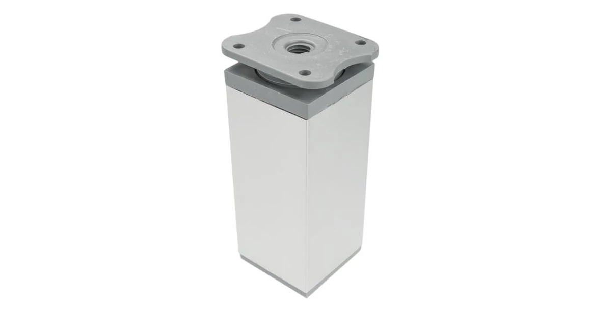 Kép 2/3 - Bútorláb alumínium, DN-027, 100mm, 40*40mm, alu elox - szürke talppal