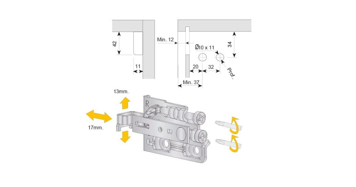 Kép 3/3 - Bútorfüggesztő  CAM ZM-278 fehér takaróval, terhelhetőség 126kg szett