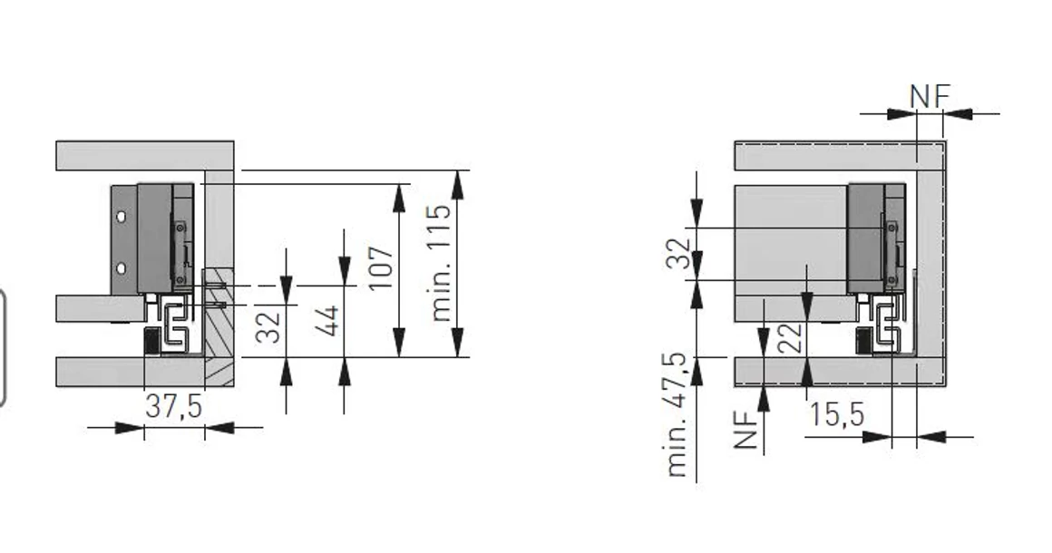 Kép 15/16 - Fiókoldal AXISPRO A,  86x300mm, fehér PUSH OPEN