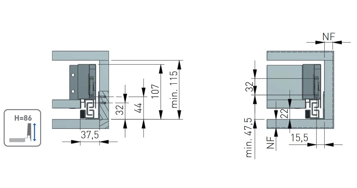 Kép 8/9 - Fiókoldal AXISPRO A,  86x250mm, antracit