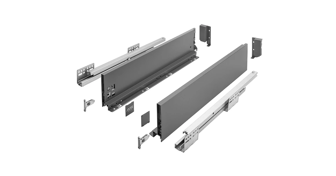 Kép 1/9 - AXISPRO korlát nélküli 120 mm magas normál fiók, antracit, 300mm