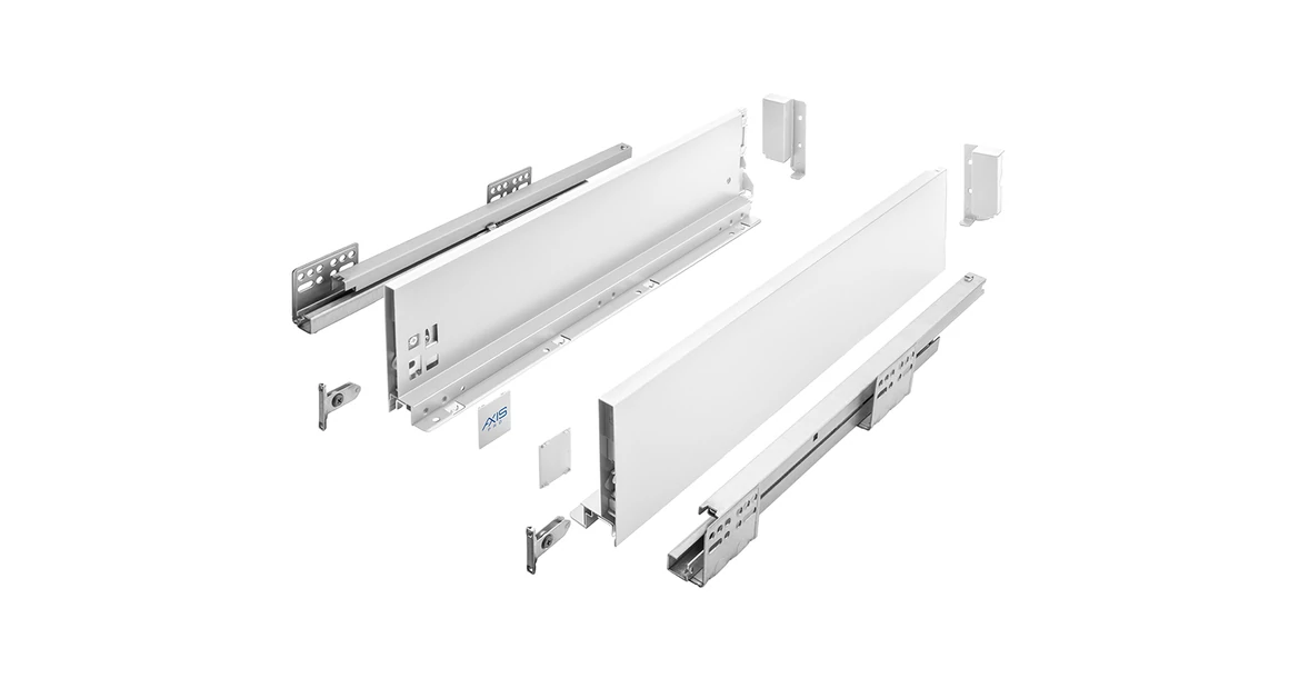 Kép 1/9 - AXISPRO korlát nélküli 120 mm magas normál fiók, fehér, 300mm