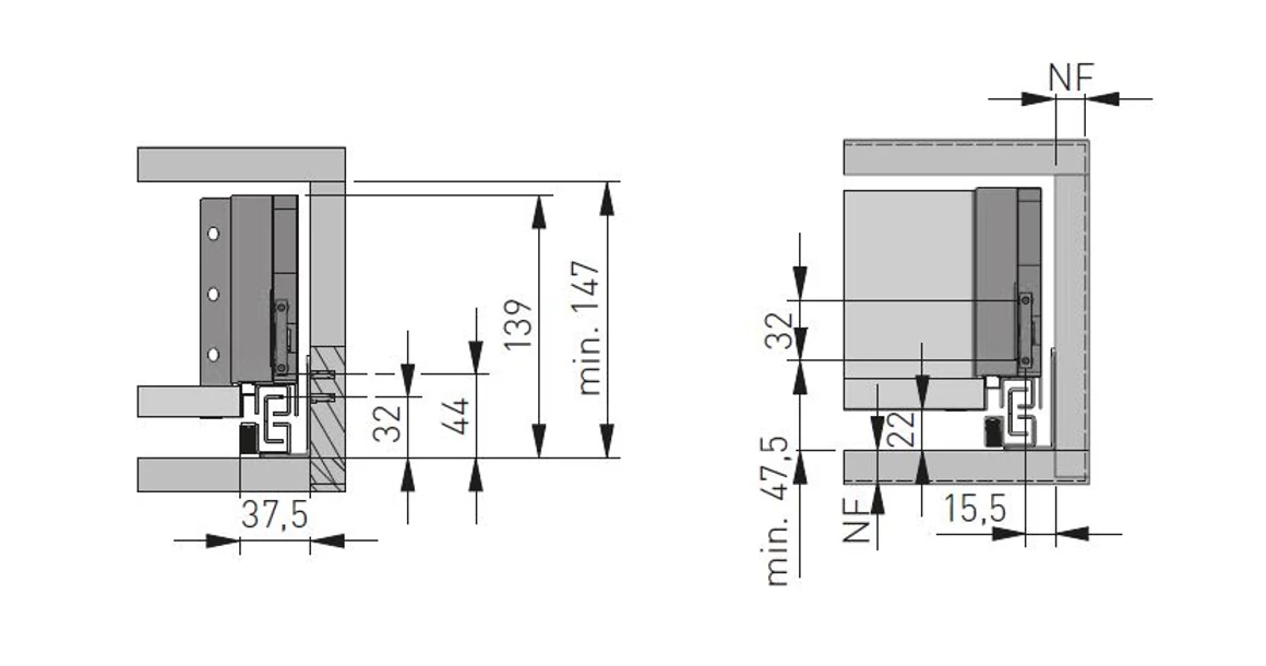 Kép 15/16 - Fiókoldal AXISPRO B, 120x300mm, antracit PUSH OPEN