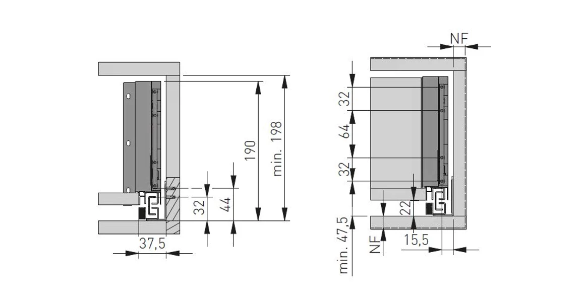 Kép 15/16 - Fiókoldal AXISPRO C, 168x300mm, antracit PUSH OPEN