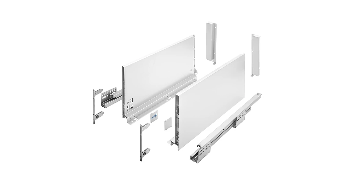 Kép 1/9 - AXISPRO korlát nélküli 200 mm magas normál fiók, fehér, 550mm