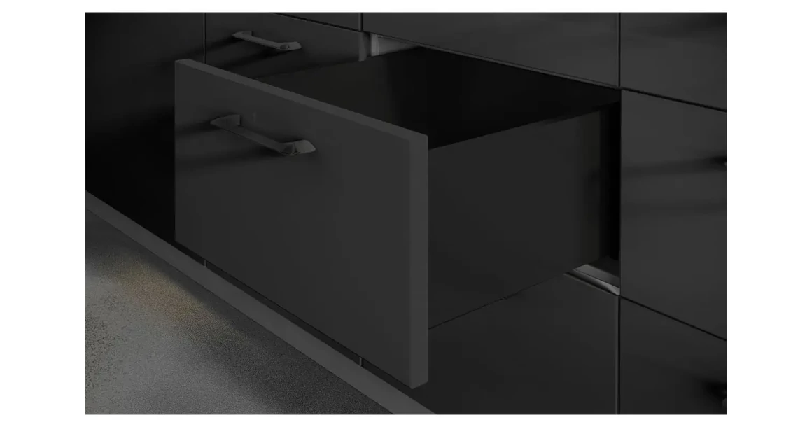 Kép 4/5 - AXISPRO korlát nélküli 168 mm magas normál fiók, fekete, 250mm