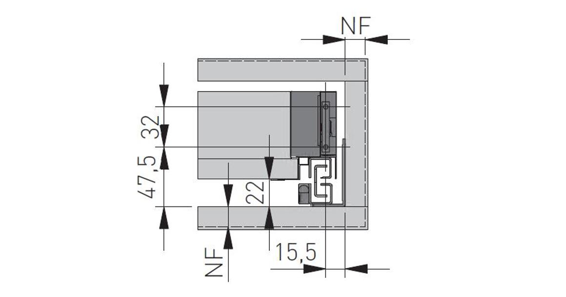 Kép 4/9 - AXISPRO korlát nélküli  69 mm magas normál fiók, fehér, 450mm