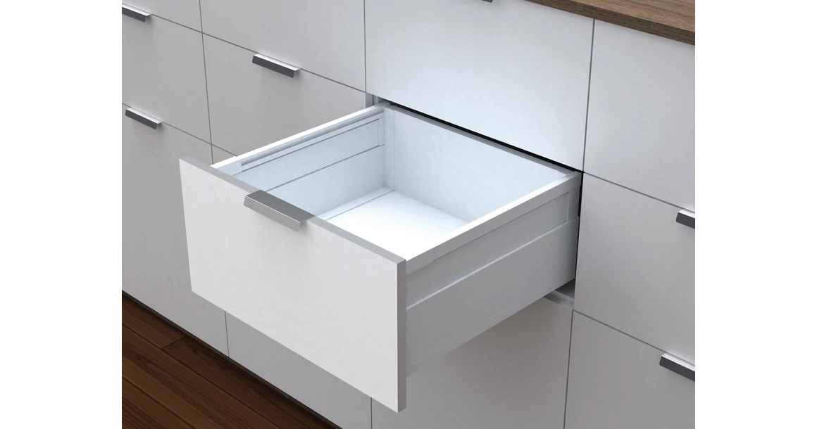 Kép 1/5 - Fiókoldal  RITMA Slim   TR, szimpla szögletes korlátos, antracit szürke, 400mm, 35kg, bm.: 224mm