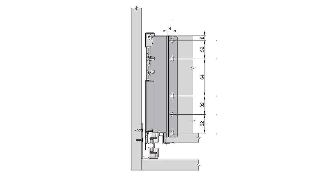 Kép 4/5 - ALUNAN négyszög korlátos, 120mm magas normál fiók, ólomszürke