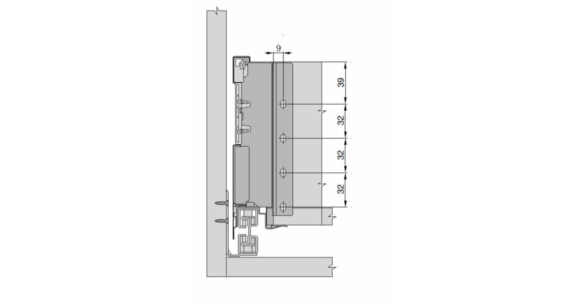 Kép 4/5 - Fiókoldal  ALUNAN   SR, szimpla szögletes korlátos, ólomszürke, 270mm, 35kg, bm.: 192mm