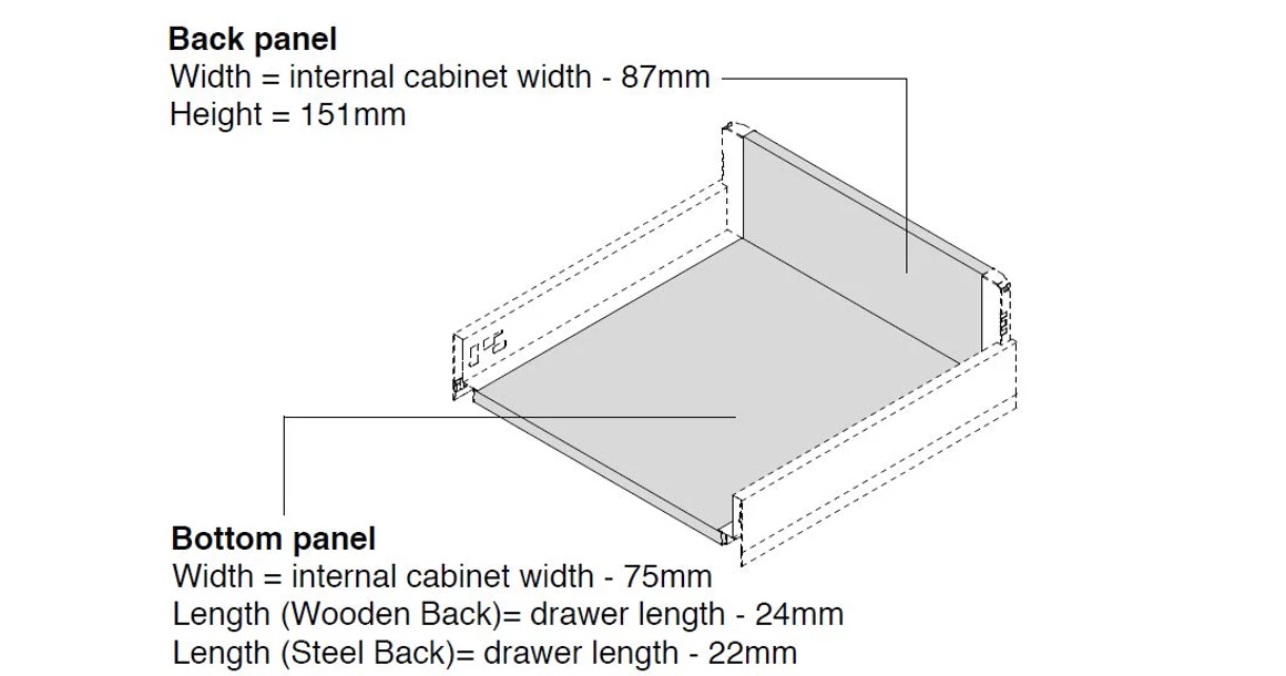 Kép 5/7 - Fiókoldal  RITMA Slim  KS, szimpla szögletes korlátos, oldalfallal, fehér, 270mm, 35kg, bm.: 224mm