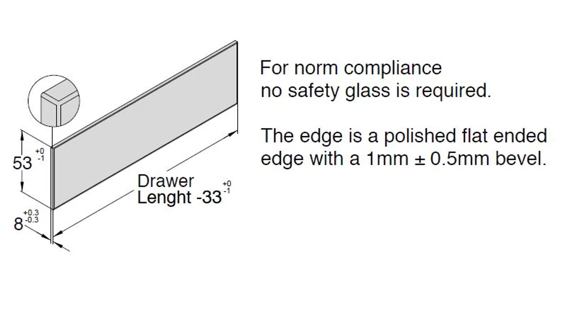 Kép 6/7 - Fiókoldal  RITMA Slim  HT, szimpla szögletes korlátos, oldalfallal, fehér, 270mm, 35kg, bn.: 224mm