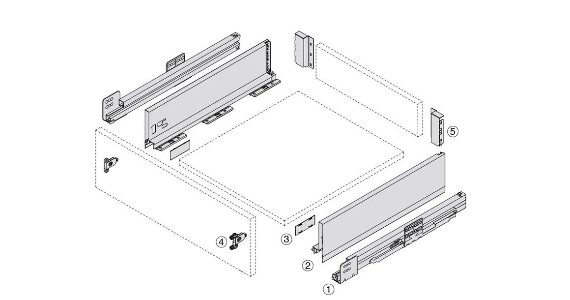 Kép 2/6 - Fiókoldal  RITMA Slim    T, antracit szürke, 400mm, 35kg, bm.: 138mm