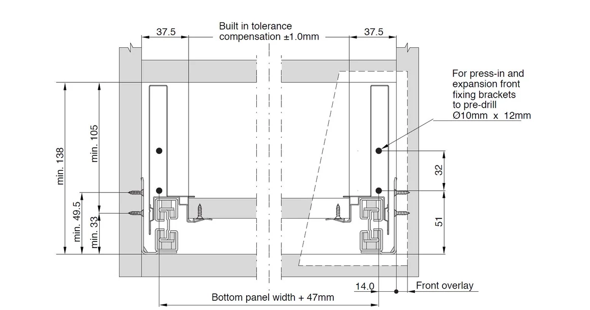 Kép 3/6 - Fiókoldal  RITMA Slim    T, fehér, 270mm, 35kg, bm.: 138mm