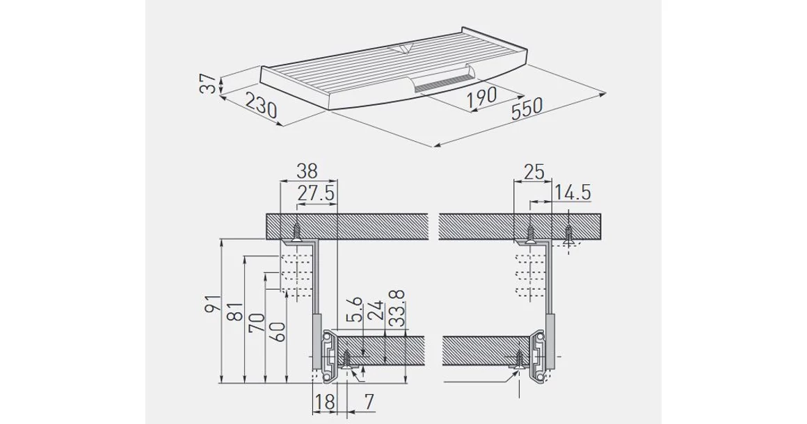 Kép 2/2 - Klaviatúratartó fekete golyós sínnel