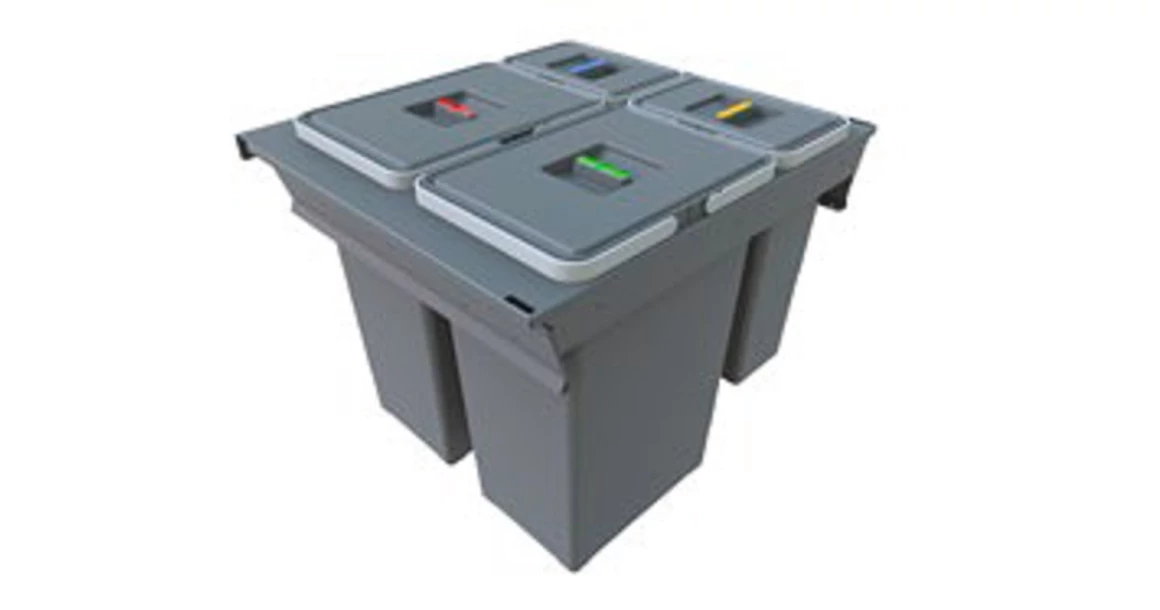 Kép 5/6 - Hulladékgyűjtő Elletipi SQUARE 2.0 600, szelektív, frontkihúzású, szürke, 24L + 8L + 2*12L