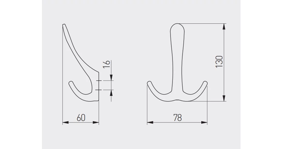 Kép 2/2 - Fogas fém, Cordoba, króm, kalaptartós dupla