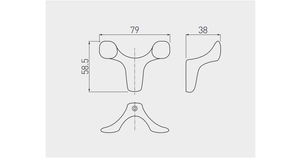 Kép 2/2 - Fogas fém, Toledo B0, króm, dupla