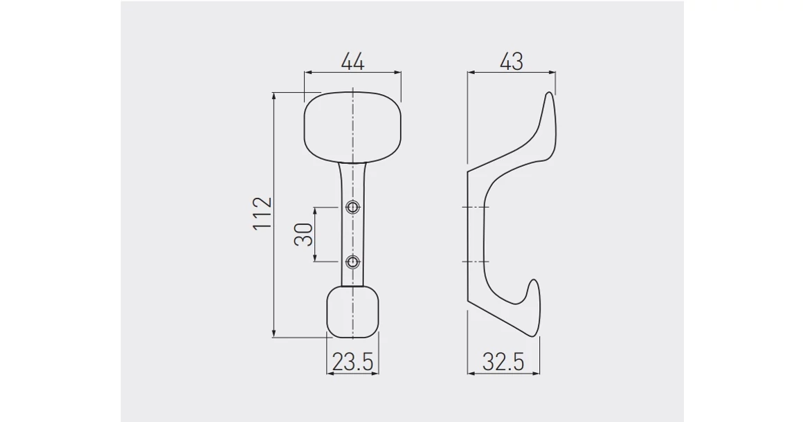 Kép 2/2 - Fogas fém, Toledo C0, króm, kalaptartós
