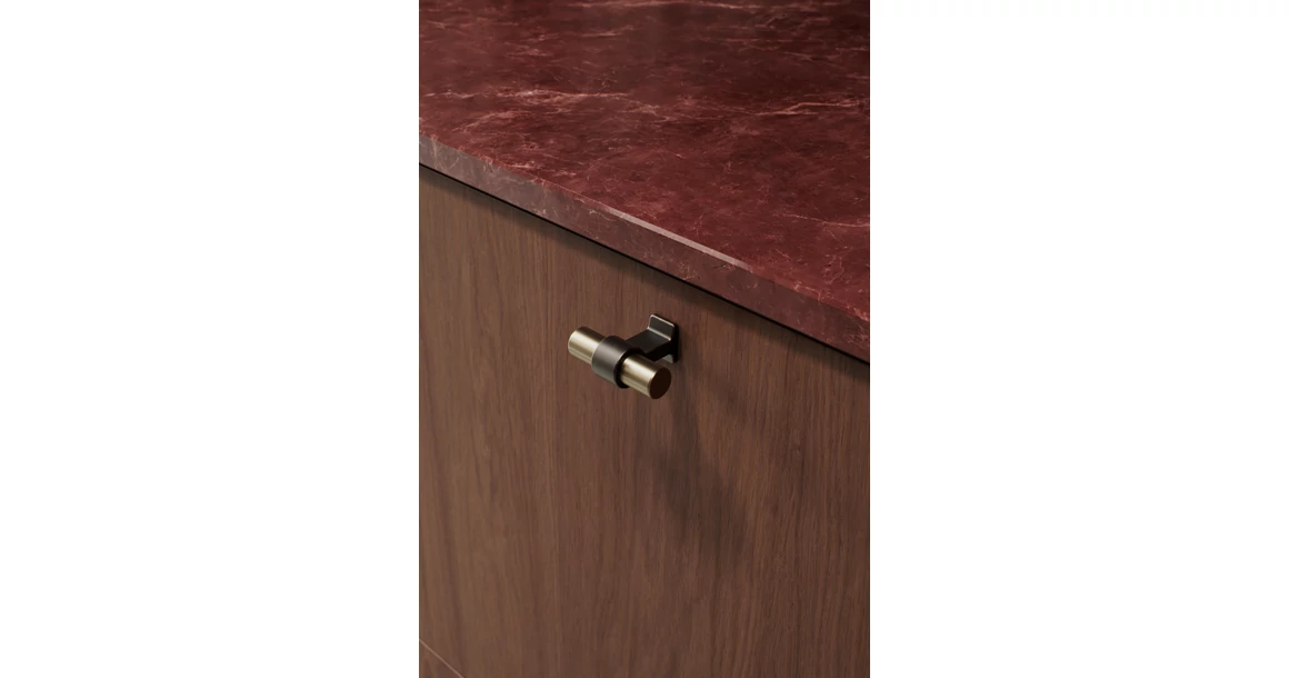 Kép 3/4 - Fogantyú Furnipart BOND gomb, fém-akumínium, antik barna - finoman csiszolt sárgaréz