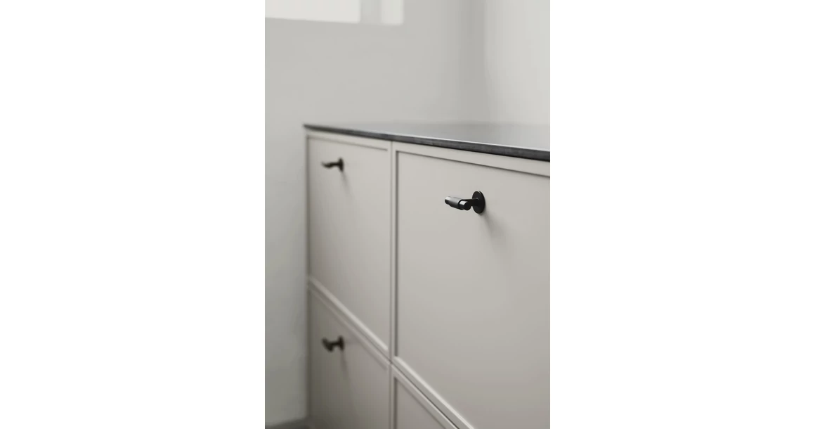 Kép 2/5 - Fogantyú Furnipart MANOR T gomb, fém, fekete matt