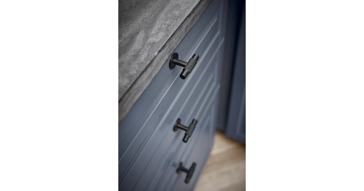 Kép 4/5 - Fogantyú Furnipart MANOR T gomb, fém, fekete matt