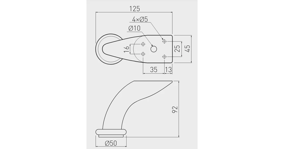 Kép 2/2 - Butorláb, fém, BD-712,  92mm, króm