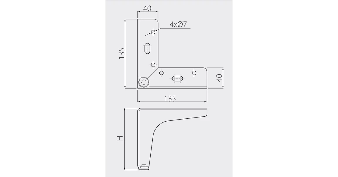 Kép 2/2 - Bútorláb fém, STGY135, 130mm, króm