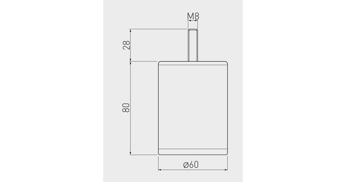 Kép 2/2 - Bútorláb fém, STR60,  80mm, króm