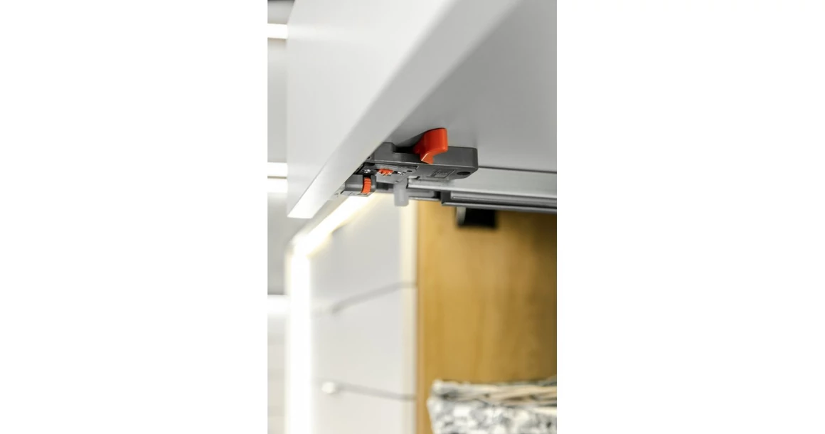 Kép 7/8 - Rejtett fióksín, teljes kihúzású, csillapított záródású, 250 mm, kuplunggal, 18mm laphoz, 3D állíthatóság H