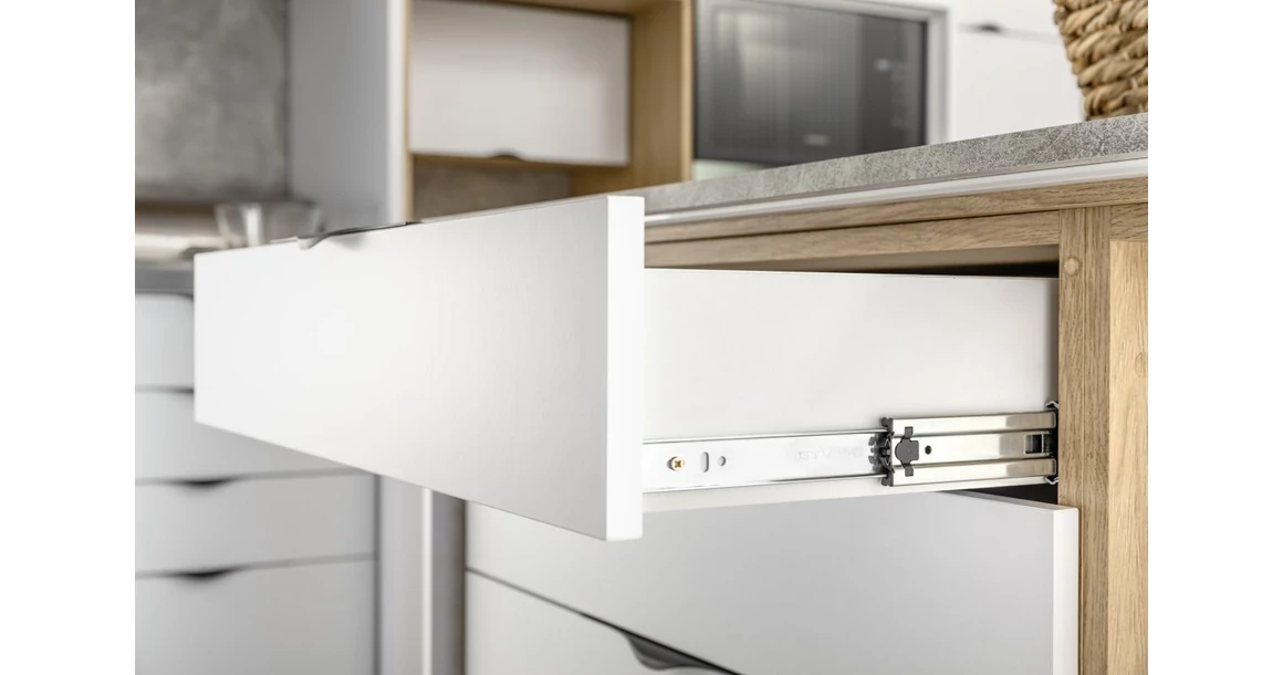 Kép 4/8 - Golyós fióksín, teljes kihúzású, csillapított záródású, h=45mm, 250mm, 30kg VERSALITE PLUS