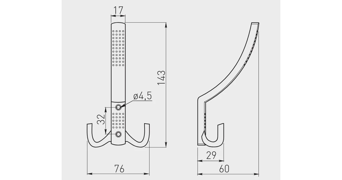 Kép 3/3 - Fogas fém, K23-A0, kalaptartós, antik bronz