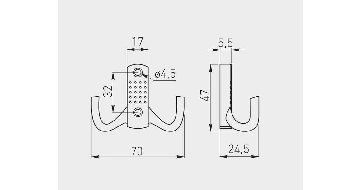Kép 3/3 - Fogas fém, K23-B0, antik bronz