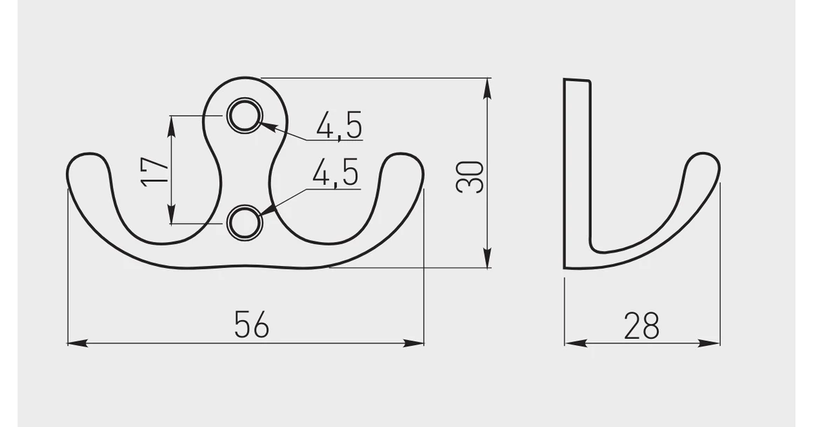 Kép 3/3 - Fogas fém, K24-C0, antik bronz