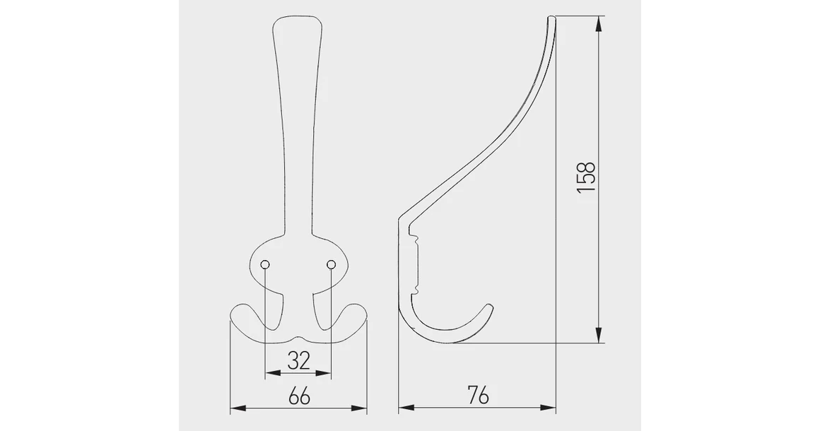 Kép 4/4 - Fogas fém, CORUNA-D, kalaptartós, antik ezüst