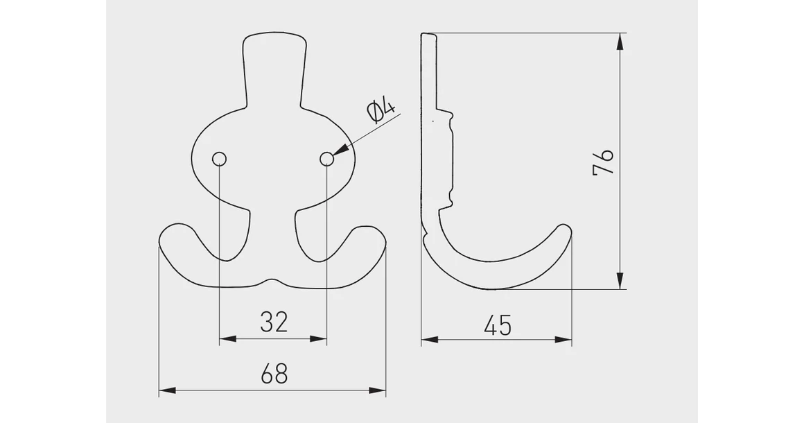Kép 4/4 - Fogas fém, CORUNA-M, antik ezüst