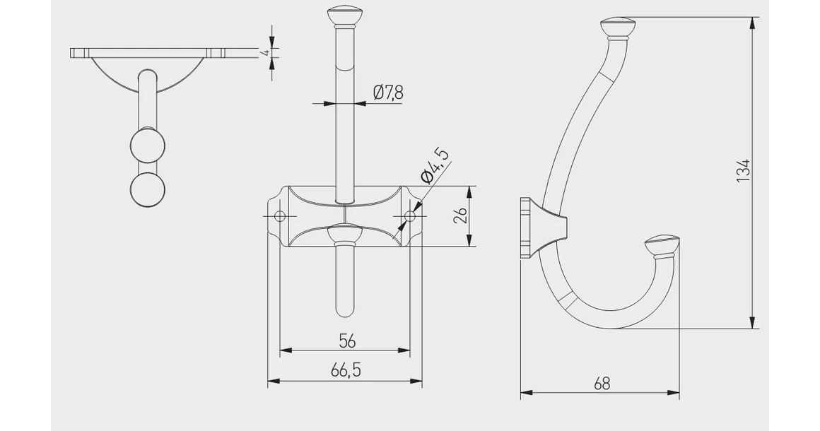 Kép 4/4 - Fogas fém, CRAFT, antik bronz