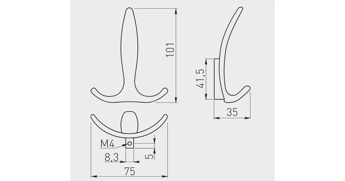 Kép 3/3 - Fogas fém, E18, kalaptartós, fekete matt
