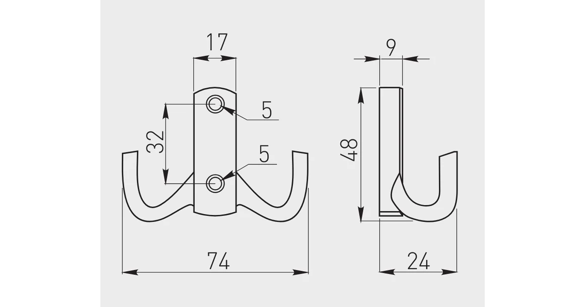 Kép 2/2 - Fogas fém, K23-E1, króm