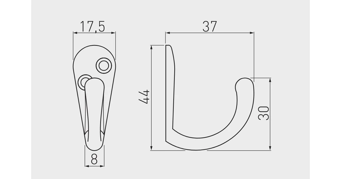 Kép 5/5 - Fogas fém, MALAGA C0, fekete matt