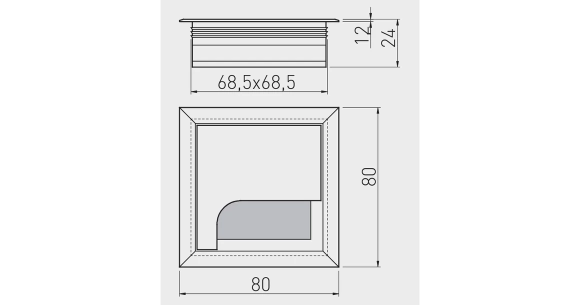 Kép 4/4 - Kábelátvezető Merida, alumínium,  80x 80mm, alu elox