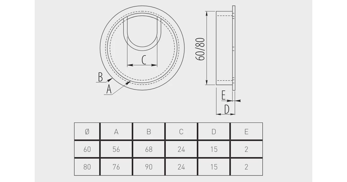Kép 4/4 - Kábelátvezető 60mm, fém, króm