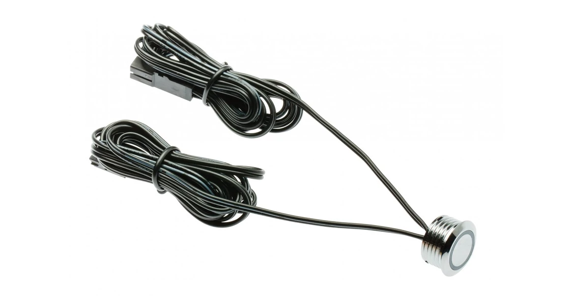 Kép 1/3 - Kapcsoló, érintős, fényerőszabályozóval, 12V, Max 20W, mini AMP csatlakozóval, króm