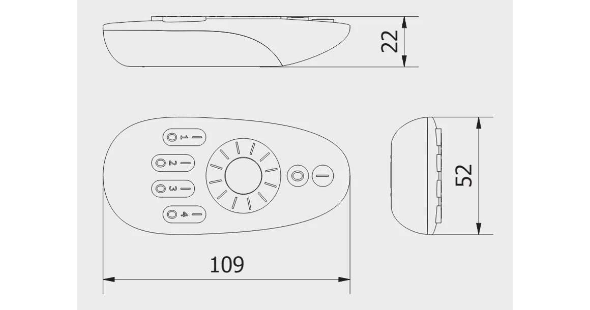 Kép 2/2 - Kapcsoló Távirányító LED MONO 4 területű, elemes
