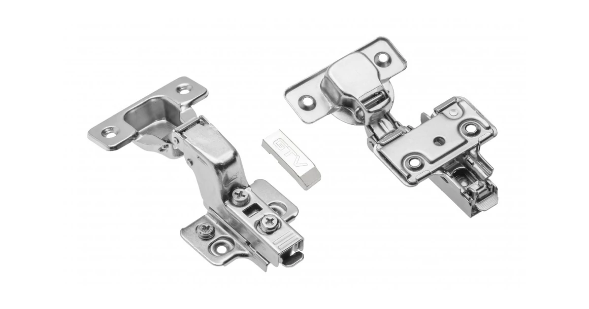 Kép 1/3 - Kivetőpánt, közézáródó, csillapított záródású, excentrikus 3D állítással, klippes eurocsavar nélküli talppal h=0, SOLID PLUS