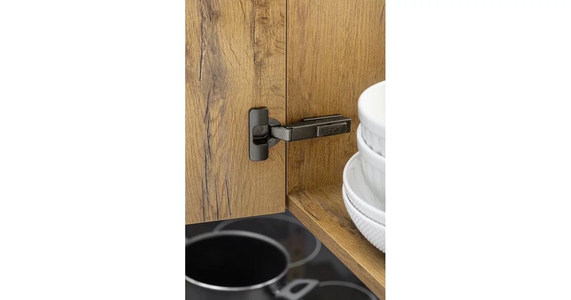 Kép 2/3 - Kivetőpánt, félig rázáródó, csillapított záródású, klippes, eurocsavar nélküli egyenes talp h=0, fekete