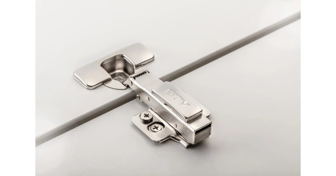 Kép 2/4 - Kivetőpánt, félig rázáródó, csillapított záródású, excentrikus 3D állítással, klippes eurocsavar nélküli talppal h=0