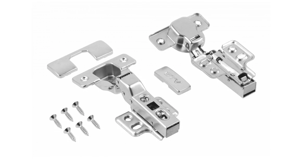 Kép 1/2 - Kivetőpánt, félig rázáródó, csillapított záródású, klippes, eurocsavar nélküli talp h=0 4