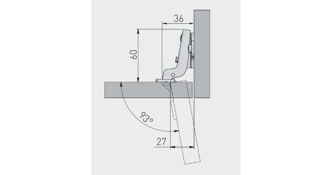 Kép 2/2 - Kivetőpánt, közézáródó, eurocsavaros talp h=0
