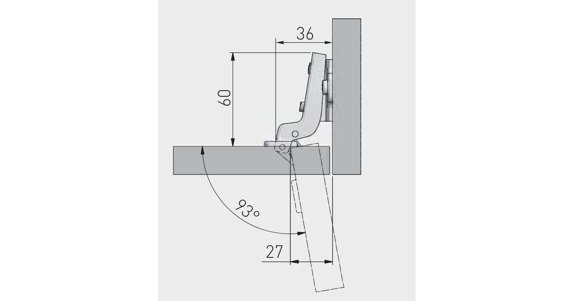 Kép 2/2 - Kivetőpánt, közézáródó, eurocsavaros talp h=2